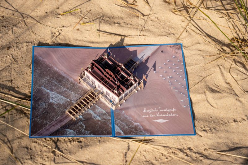 Pop up Karte Seebrücke Ahlbeck im Sand
